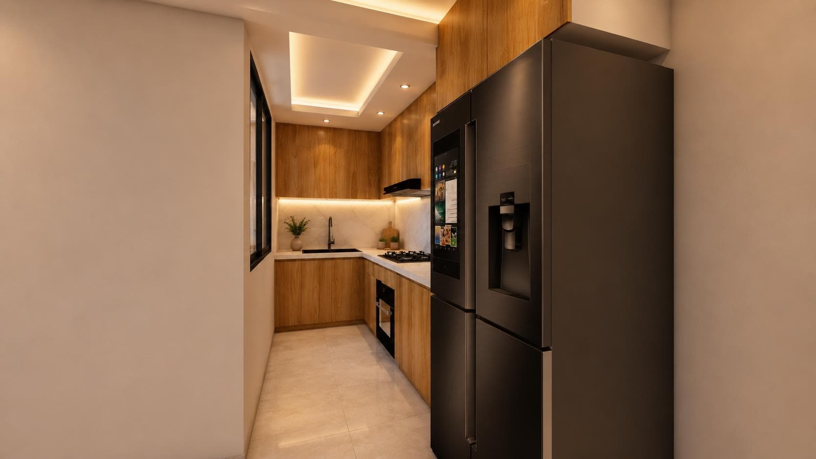 Render referencial: cocina de los departamentos de los pisos 4 y 5