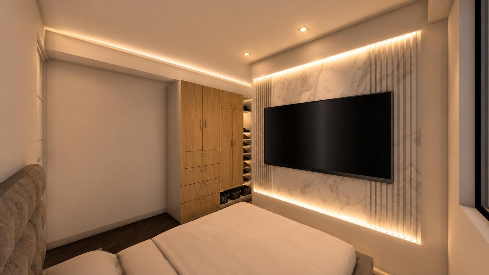 Render referencial: segundo dormitorio de los departamentos de los pisos 4 y 5