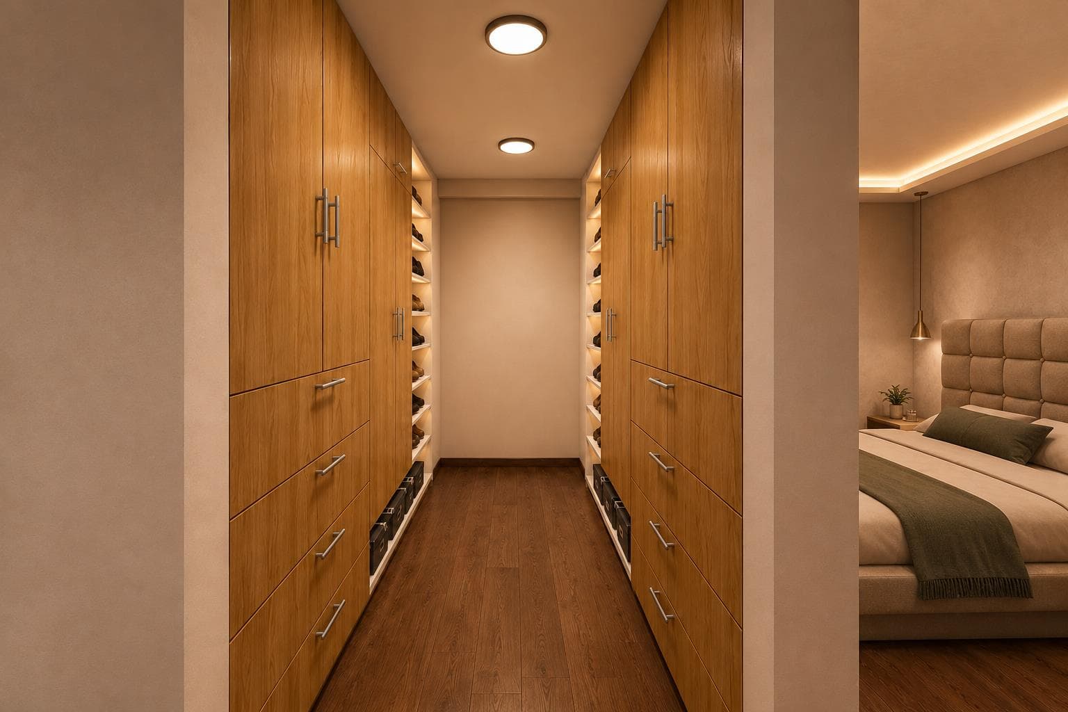 Render referencial: closet del dormitorio principal de los departamentos 201 y 301
