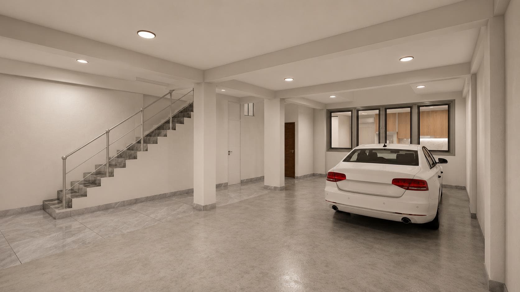 Render referencial: estacionamiento en el primer piso de los departamentos 201 y 301